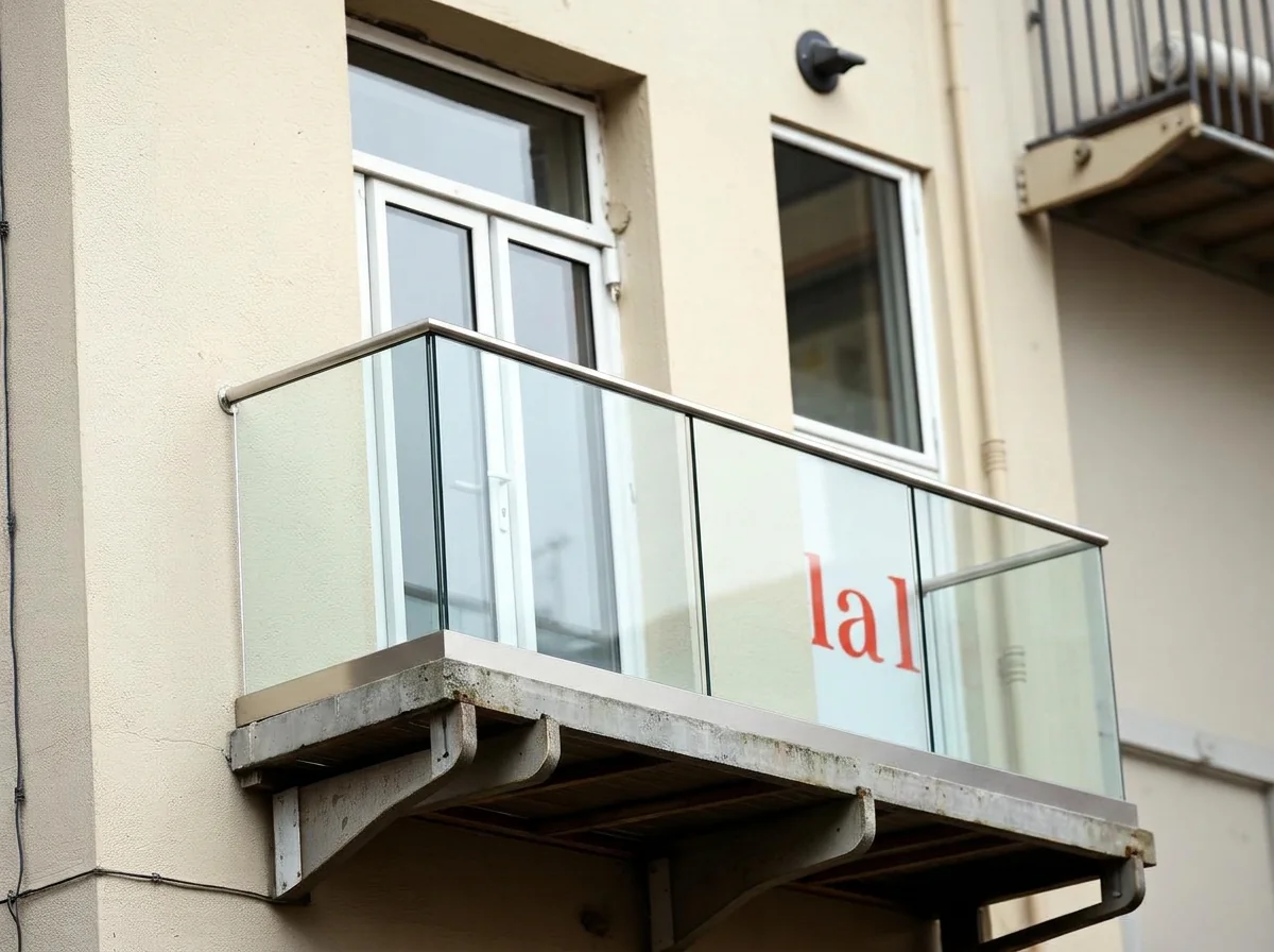 Apartment balcony with a frameless clear glass balustrade after AI Add / Replace Features