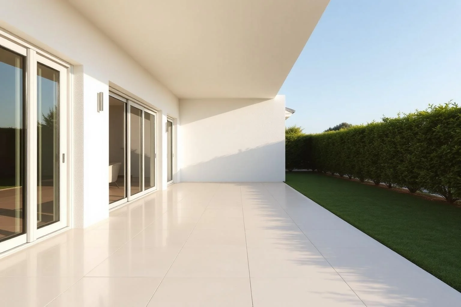 Empty terrace with bare paving before adding outdoor items