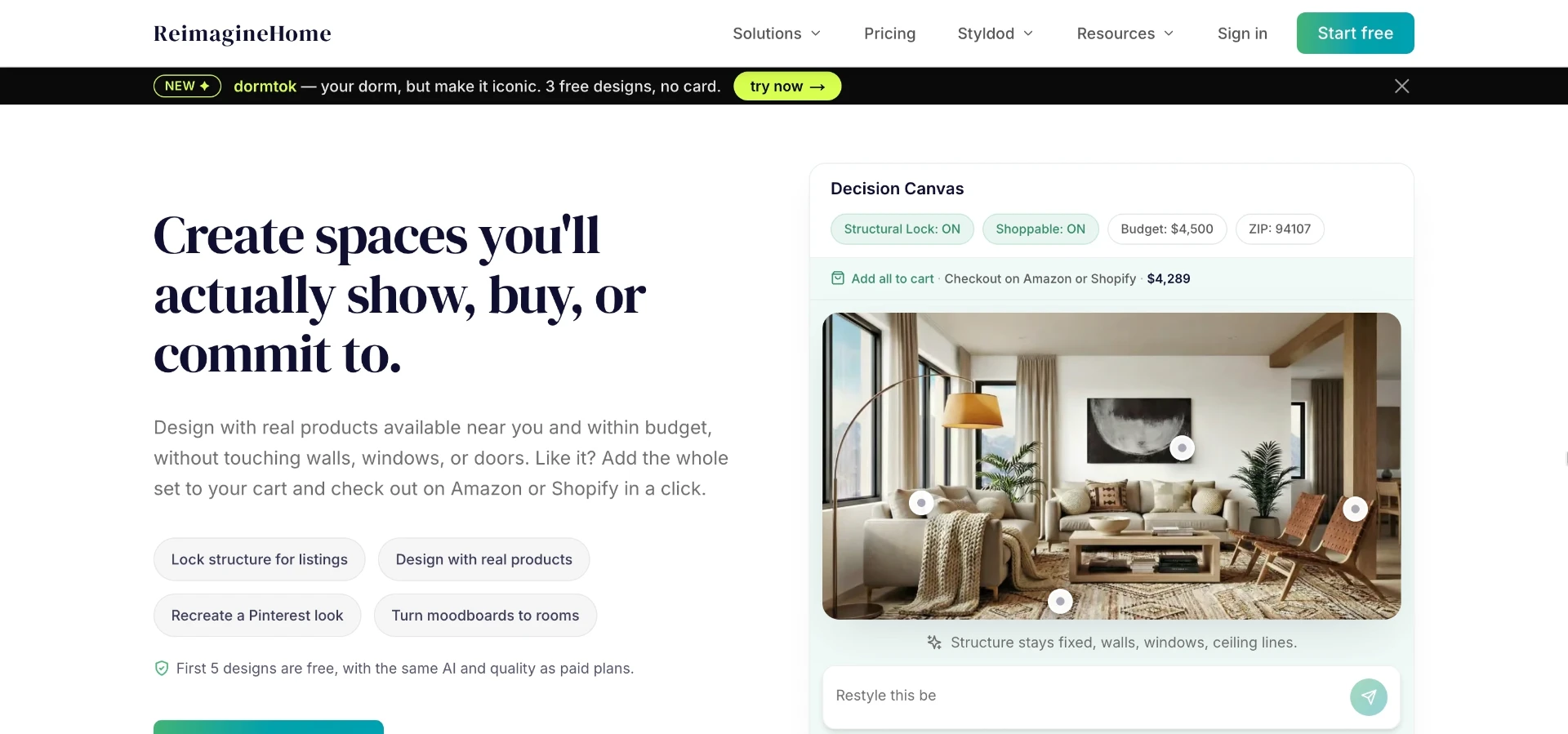 REimagineHome markets itself directly to real estate and staging professionals, which shows in its listing-oriented feature naming.