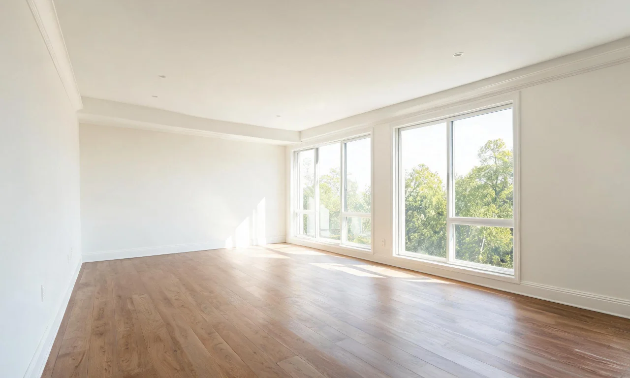 A furnished living room transformed into a completely empty room using vividoo's Empty Room Generator.