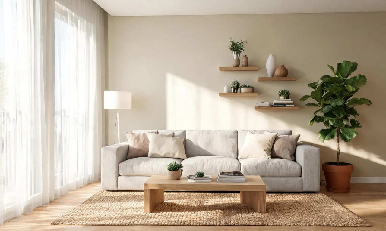 Smartphone capturing a well-lit, straight-on photo of a living room for AI design processing