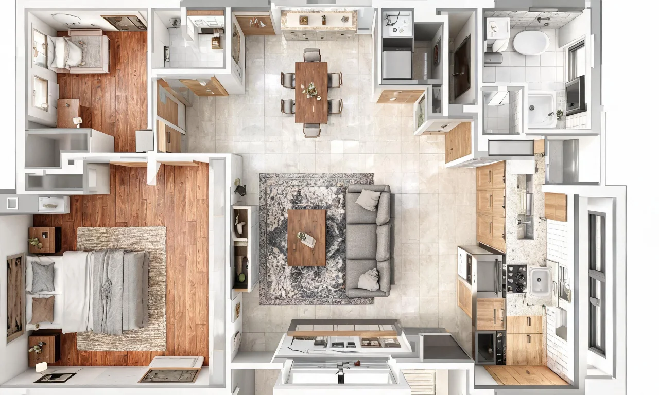 A top-down floor plan being edited in Planner 5D's layout tool