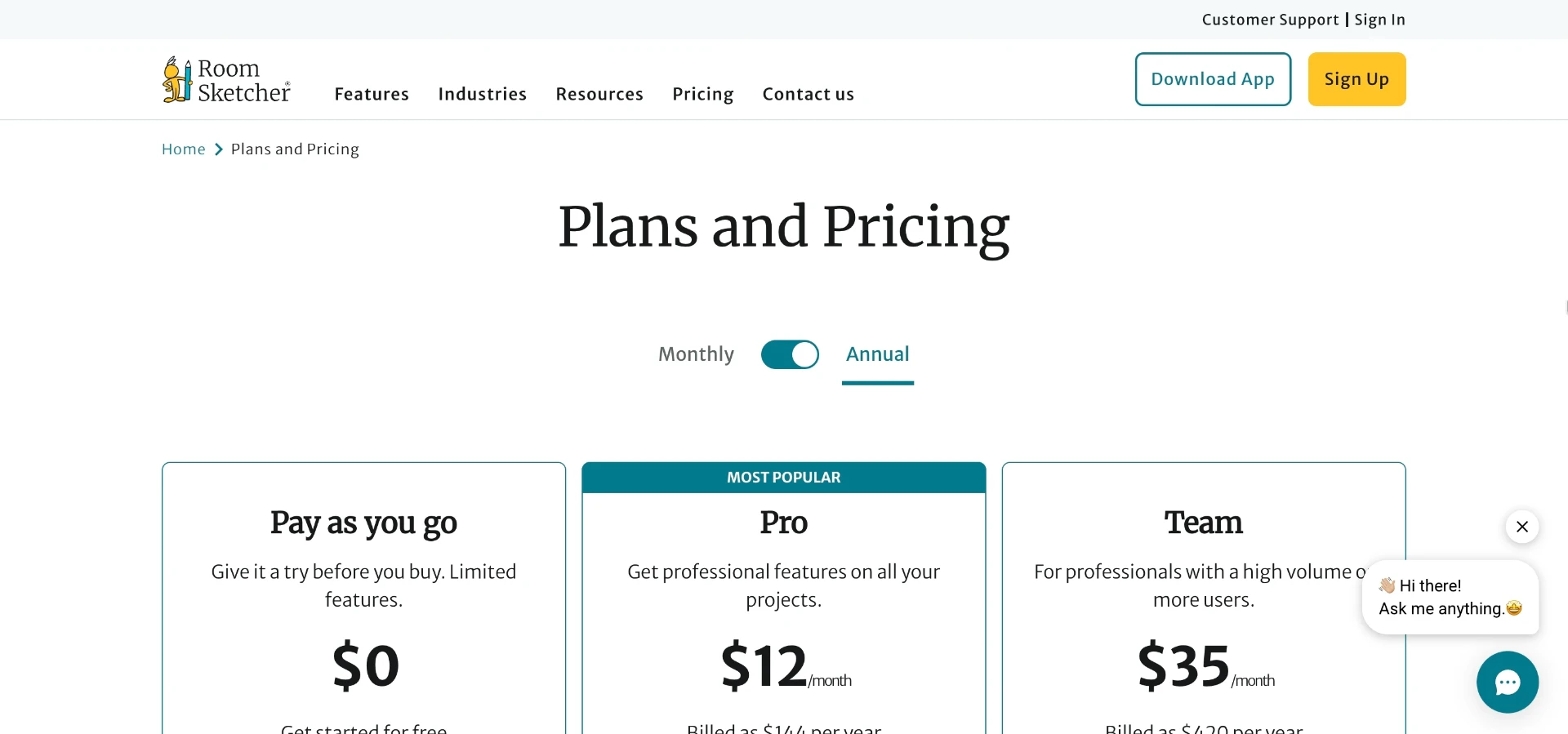 RoomSketcher's pricing page shows tiered plans and per-floor add-on pricing, useful context when comparing DIY staging and floor-plan tools against per-photo agency staging rates.