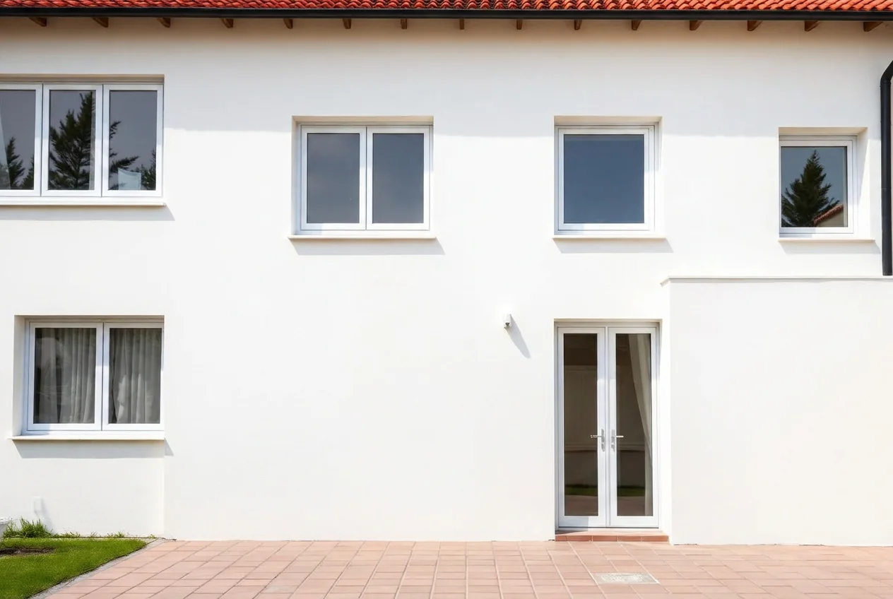 Clean white house facade with the ladder, bicycle and paint tubs removed after AI Clear Exterior Space