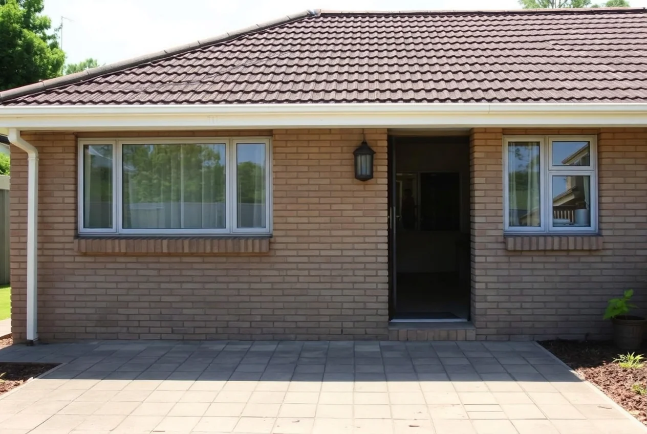 Clear bungalow patio with the washing line and chairs removed after AI Clear Exterior Space