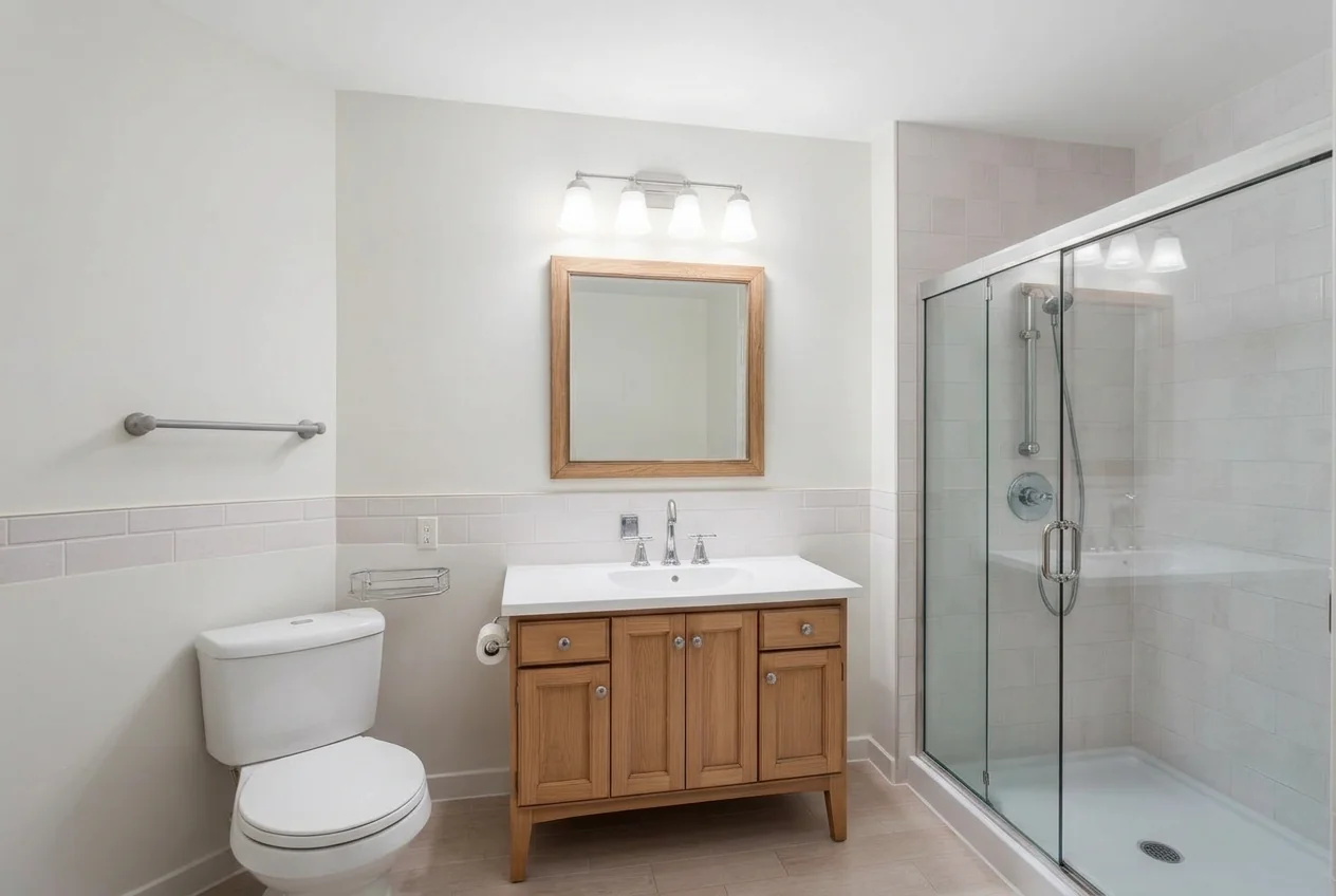 Empty bathroom with bare fixtures after AI Empty Room Generator