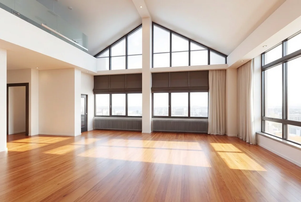 Empty open-plan studio apartment after AI Empty Room Generator