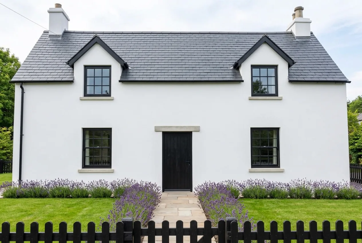 The same cottage exterior after AI Exterior Redesign in farmhouse style