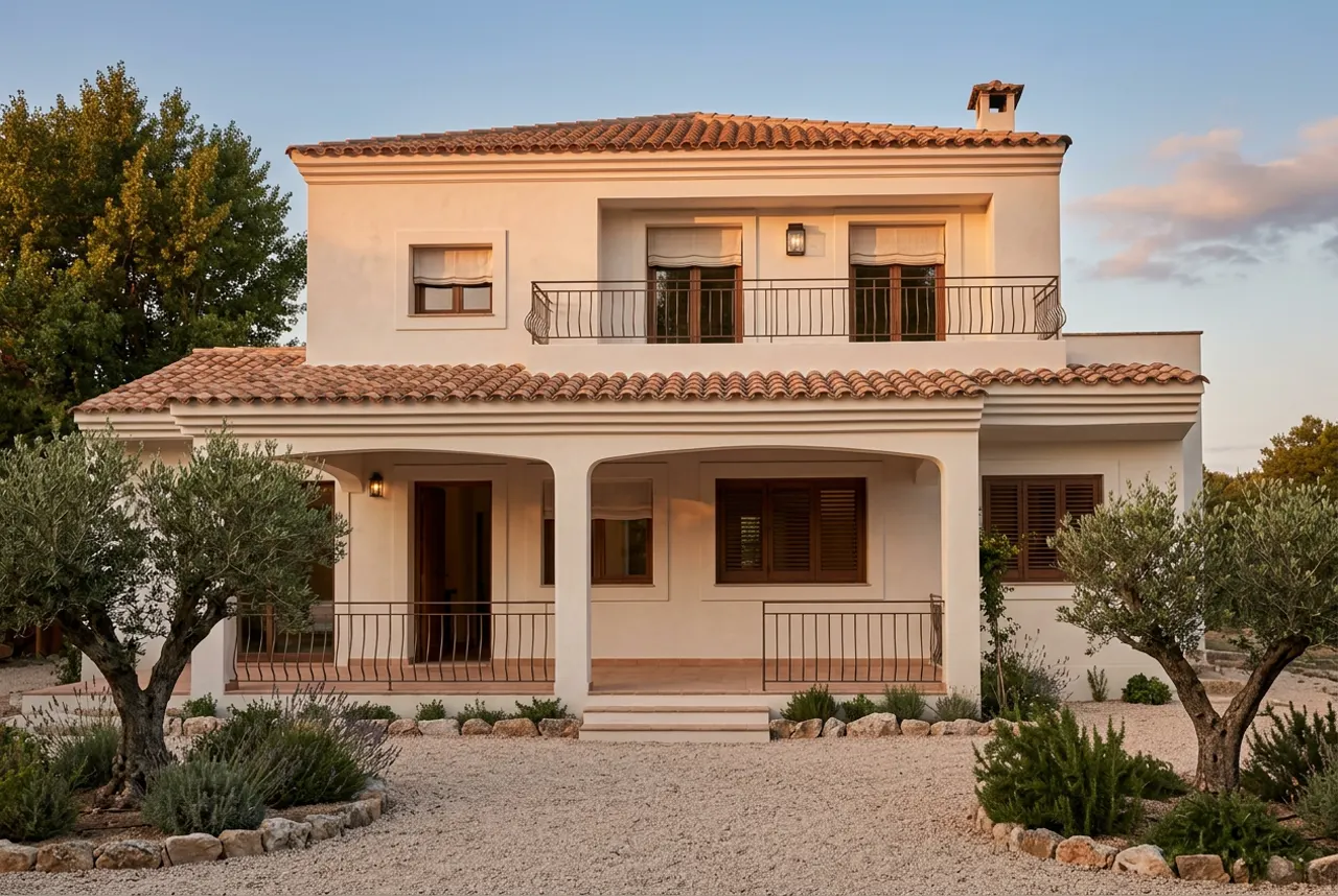 The same Mediterranean villa exterior after AI Exterior Redesign in Mediterranean style
