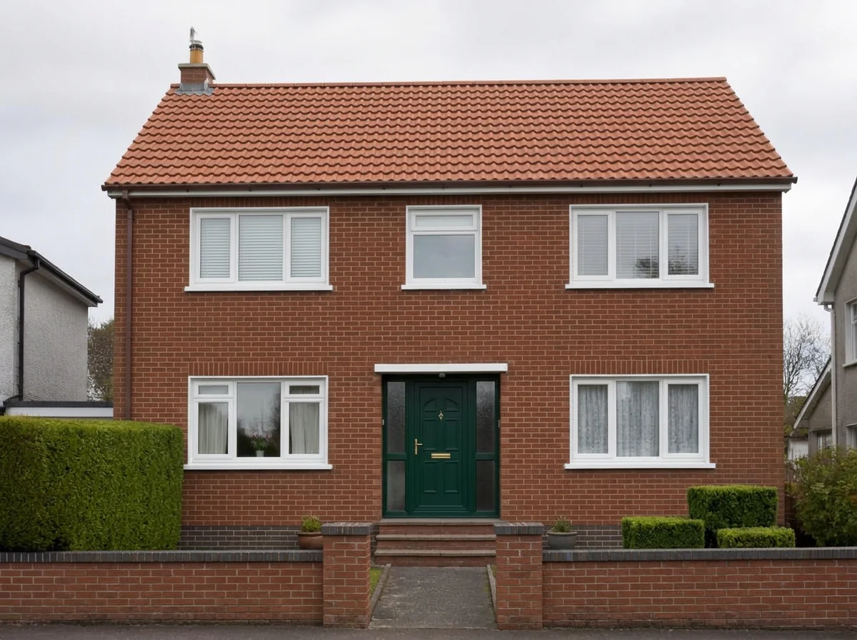House exterior renovated with red clay brick and terracotta roof tiles