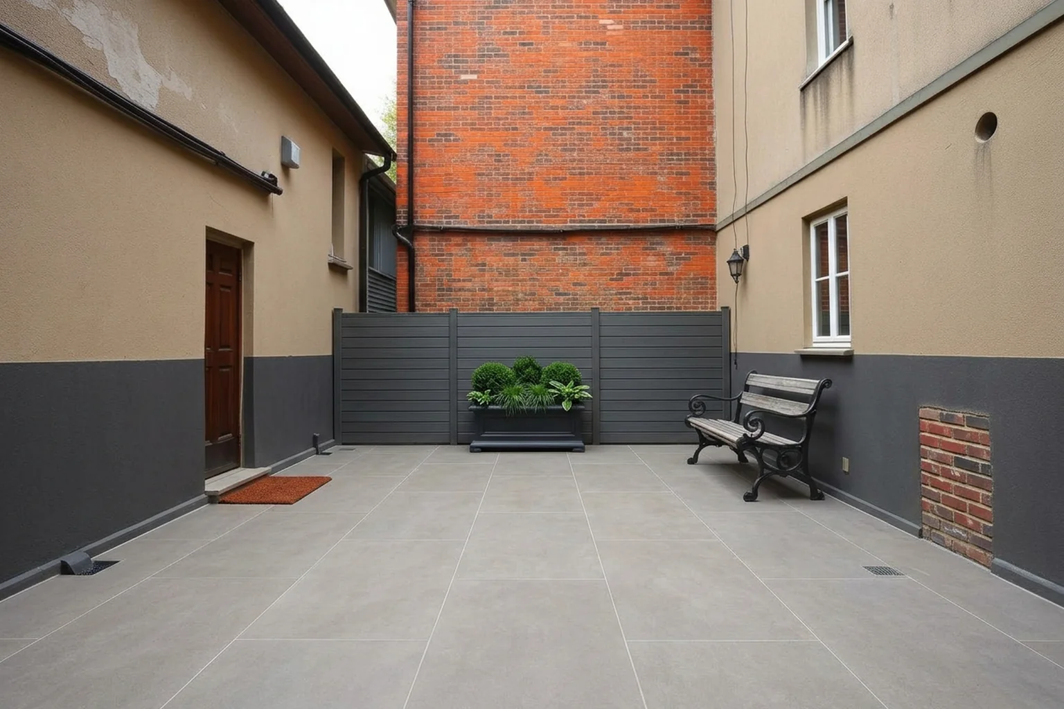 Same courtyard with coordinated paving, fence and planting concept