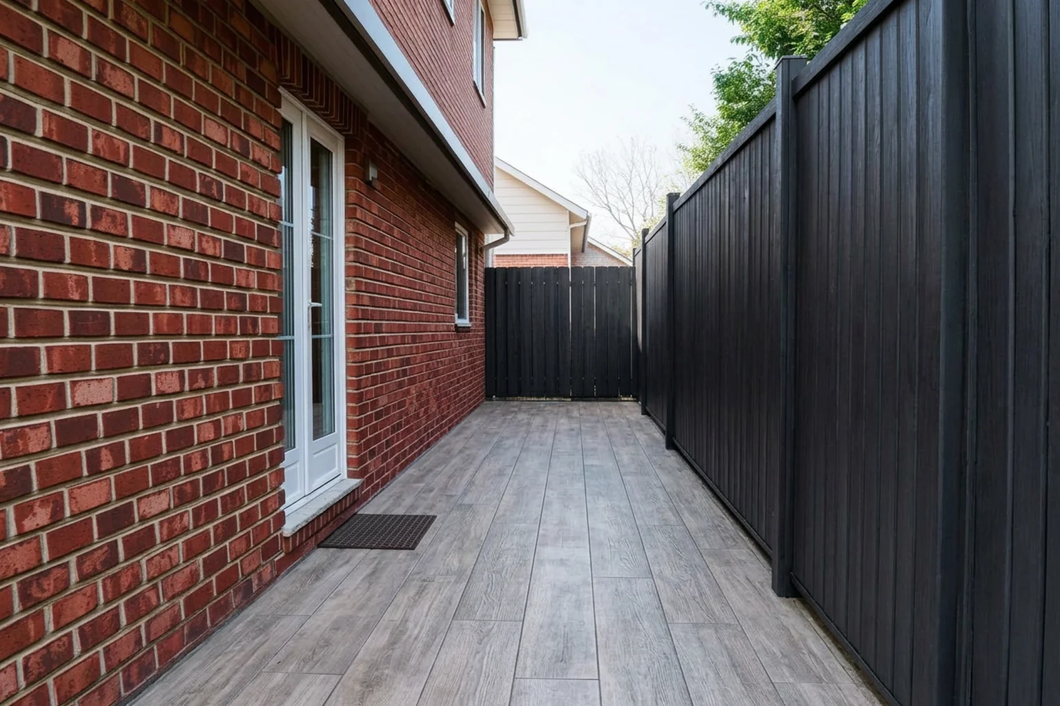 Apartment balcony updated with modern floor and boundary finishes after AI Landscape Renovation