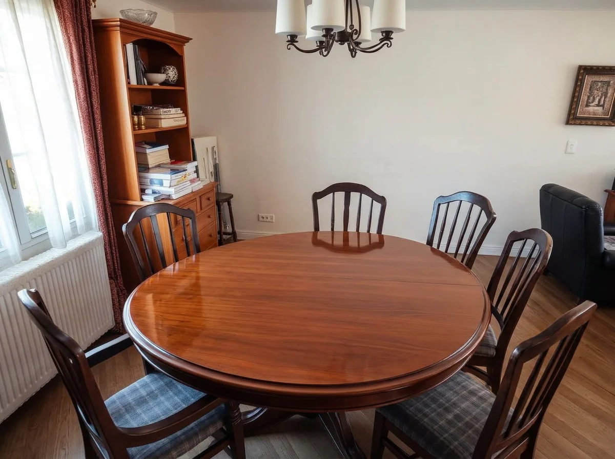 Clean dining room with clear polished table after AI Virtual Decluttering